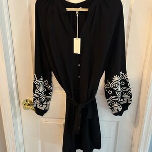 Z Supply Black Long Sleeve Bishop Dress